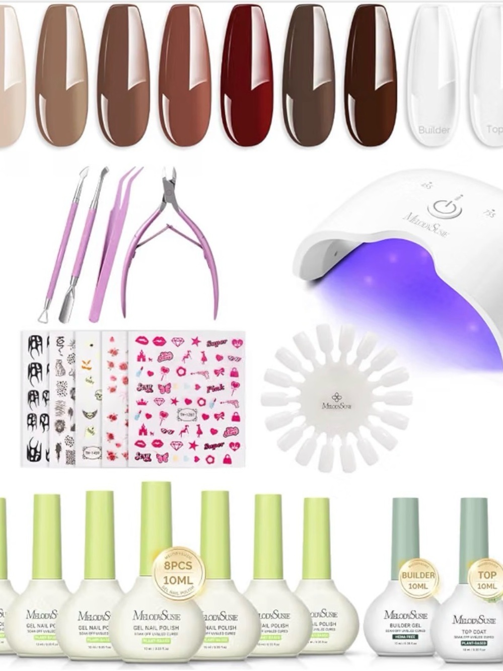 Brown & Nude Gel Nail Kit with UV LED Lamp